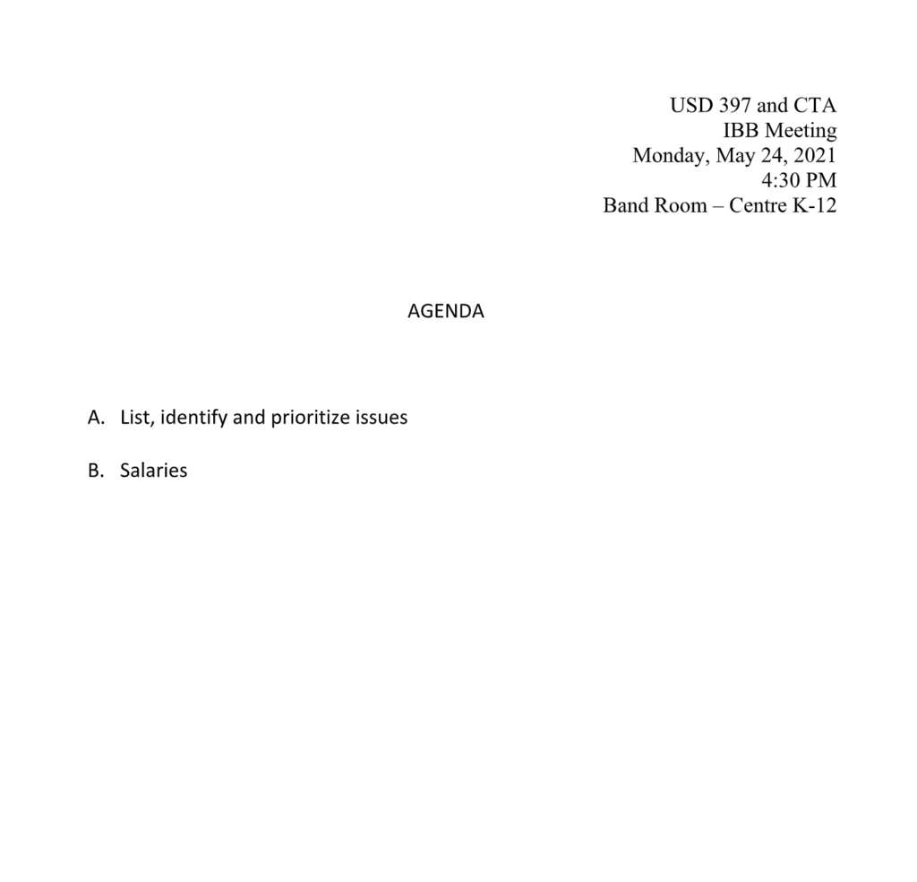 Negotiations Agenda